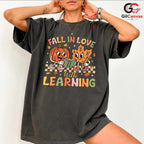 Fall Pumpkin Leaf T-Shirt Unisex Cute Autumn Learning Education Gift Kids