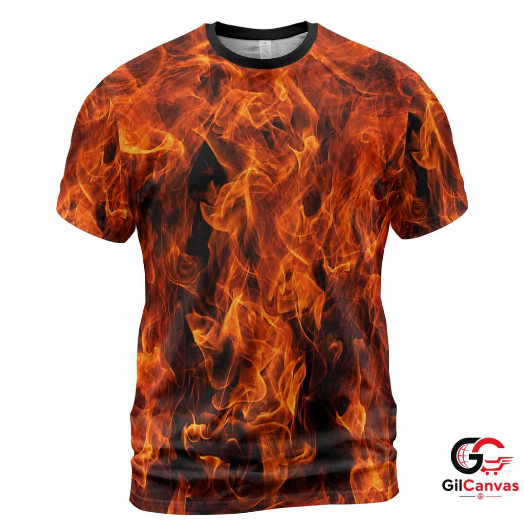 Fiery Flames 3D T-Shirt, Spooky Unisex Halloween Tee Gift For Festive Parties