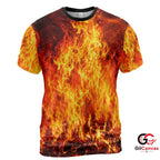 Fiery Flames Fire 3D T-Shirt, Cool Unisex Halloween Graphic Tee Casual Wear