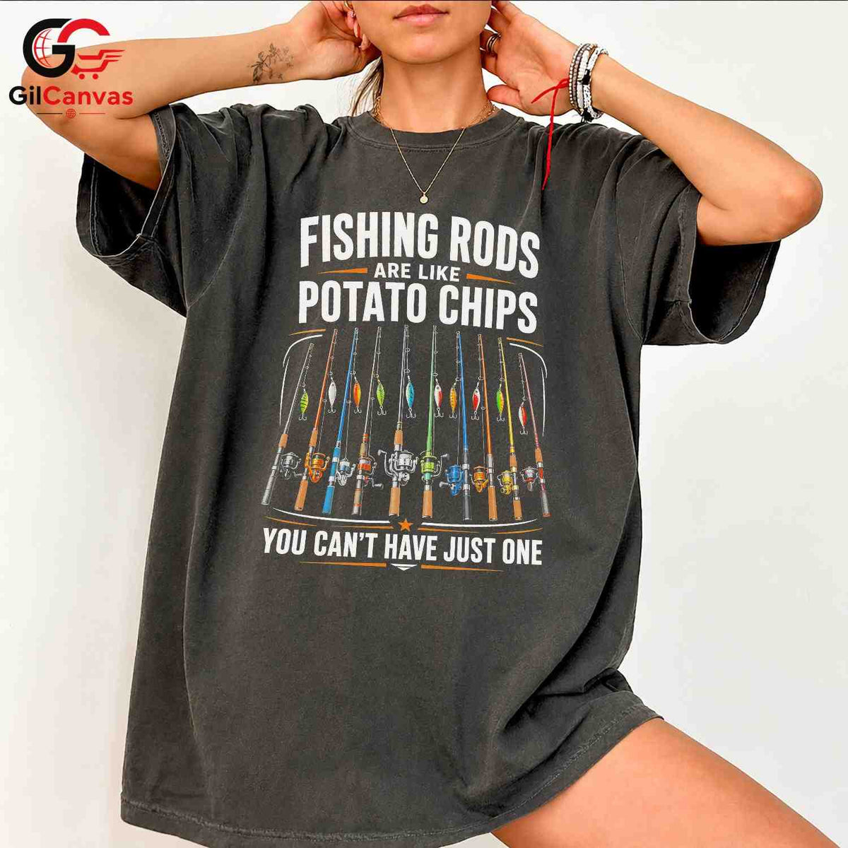 Fishing Day Graphic T-Shirt Sporty Rods Chips Enthusiast Fun Unisex Apparel