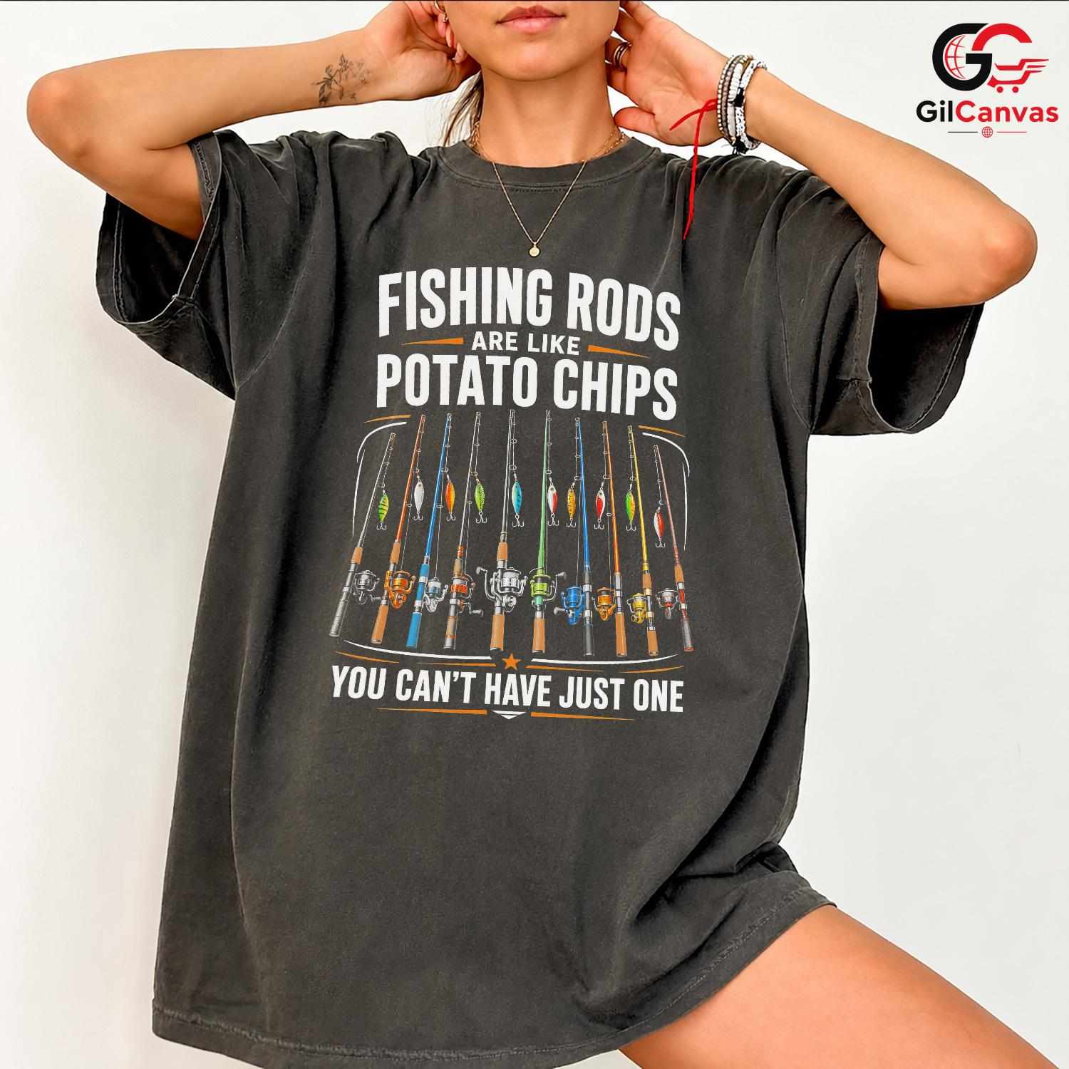 Fishing Day Graphic T-Shirt Sporty Rods Chips Enthusiast Fun Unisex Apparel