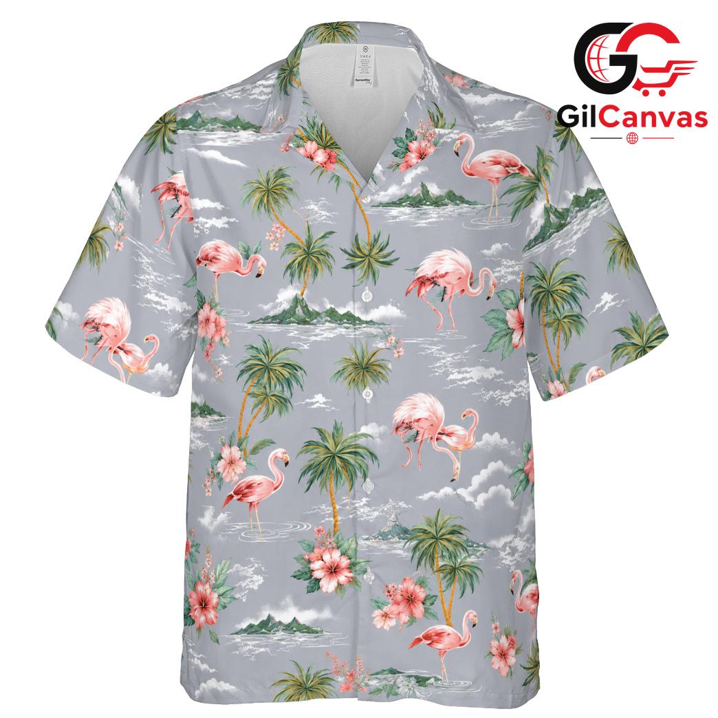 Floral Flamingo Tropical Shirt, Premium Mens Apparel For Summer Vacations