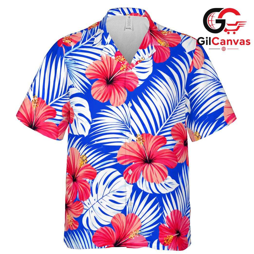 Floral Pattern Hawaiian Shirt, Casual Beach Attire Men Summer Vacations