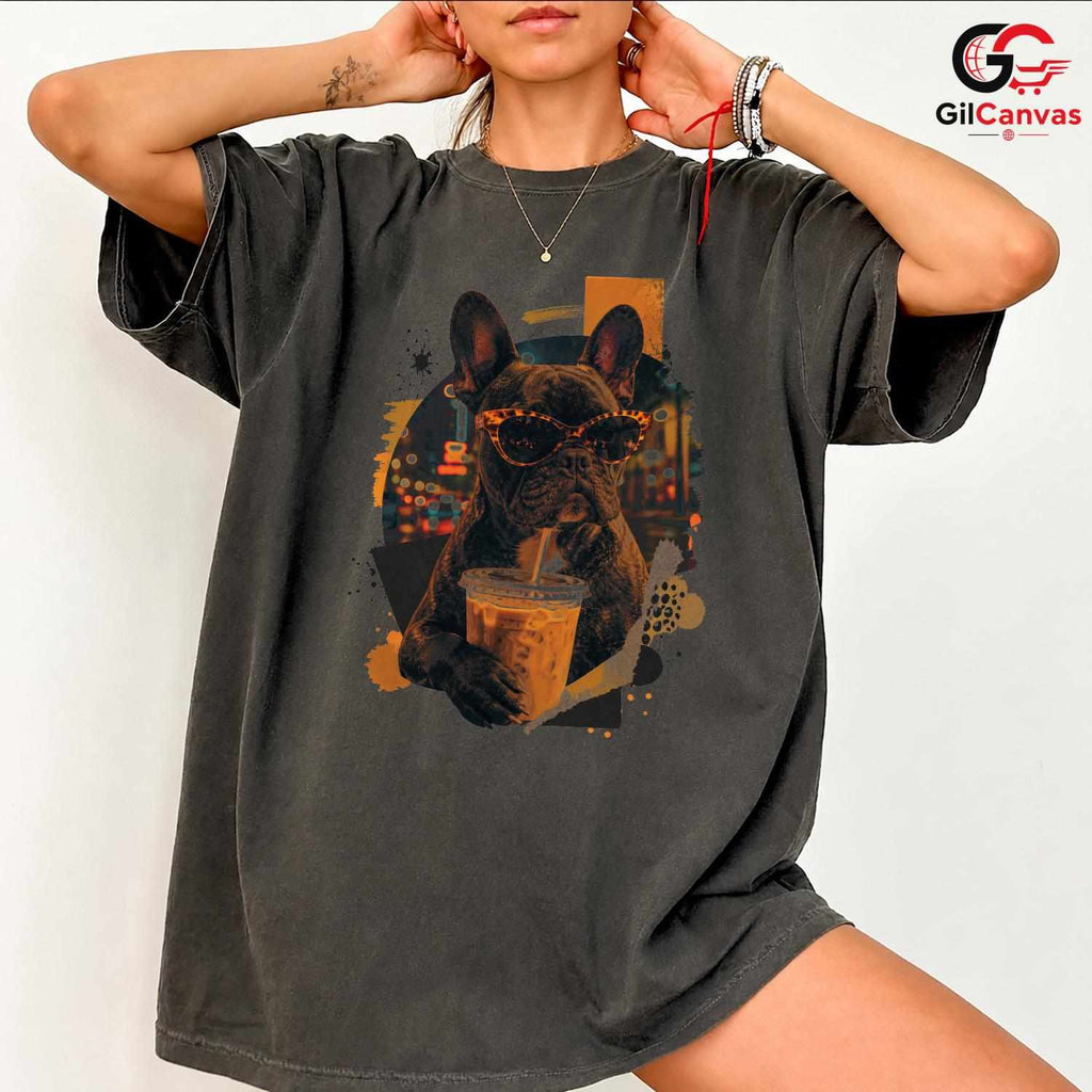 French Bulldog Coffee T-Shirt Dog Owner Pet Lover Unisex Fun Graphic Tee