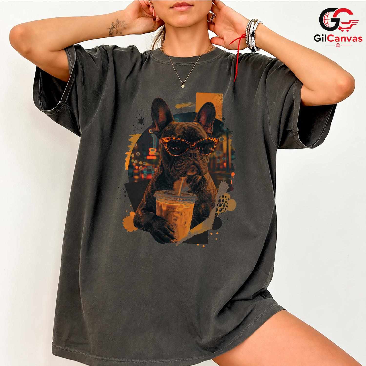 French Bulldog Coffee T-Shirt Dog Owner Pet Lover Unisex Fun Graphic Tee