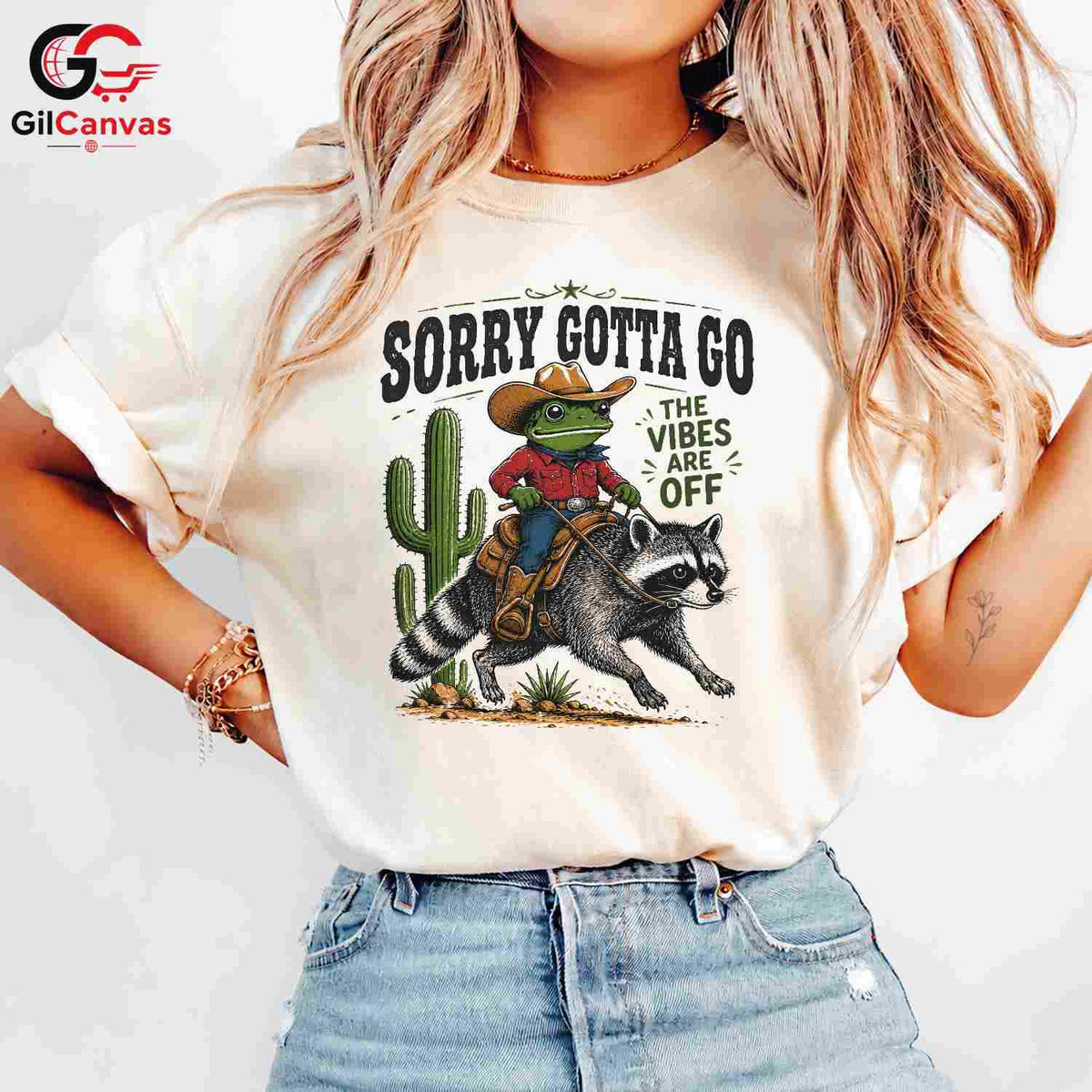 Frog Cowboy Raccoon T-Shirt Humorous Animal Graphic Perfect Unisex Gift Tee