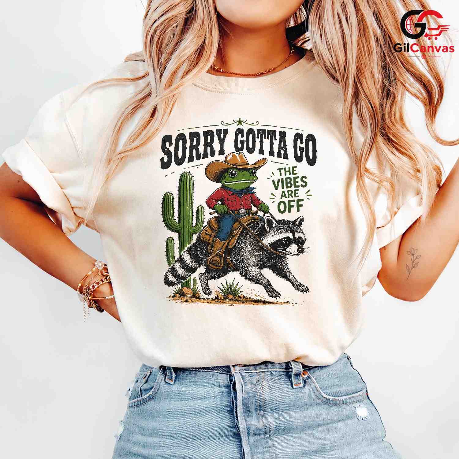 Frog Cowboy Raccoon T-Shirt Humorous Animal Graphic Perfect Unisex Gift Tee