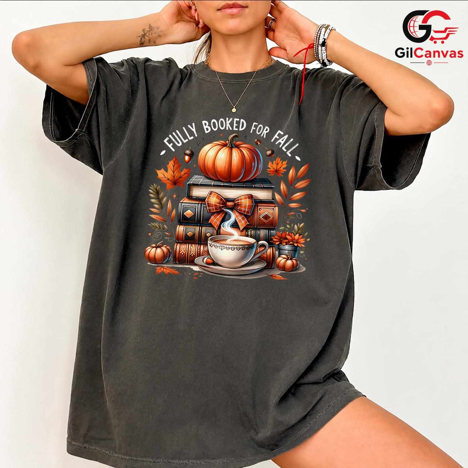Fully Booked Fall T-Shirt Unisex Perfect Cozy Autumn Reading Gift Bookworms