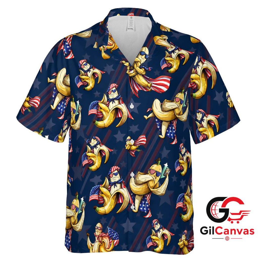 Fun Banana Tee Hawaiian Shirt For Independence Day Unisex July 4th Apparel
