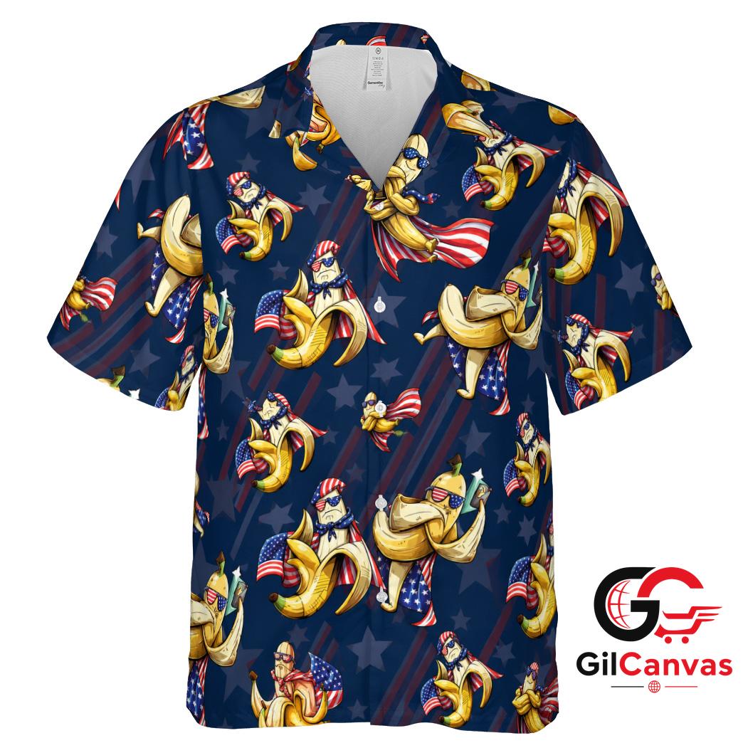 Fun Banana Tee Hawaiian Shirt For Independence Day Unisex July 4th Apparel