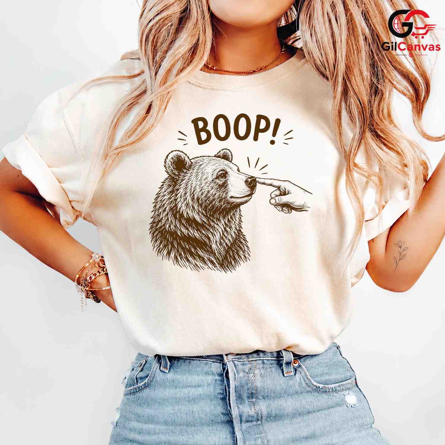 Funny Bear Boop T-Shirt Cute Animal Lover Occasion Gift Men Women Graphic Tee