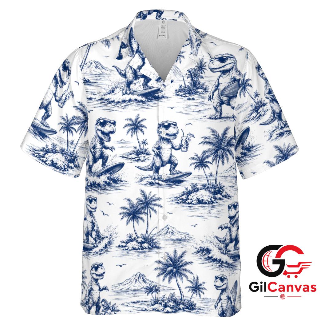 Funny Dinosaur Hawaiian Shirt For Men Beach Parties Stylish Summer Apparel Fit