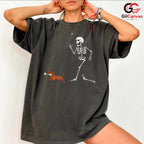 Funny Skeleton Dog Run Tee Shirt Unisex Spooky Halloween Pet Lover Gift Adults