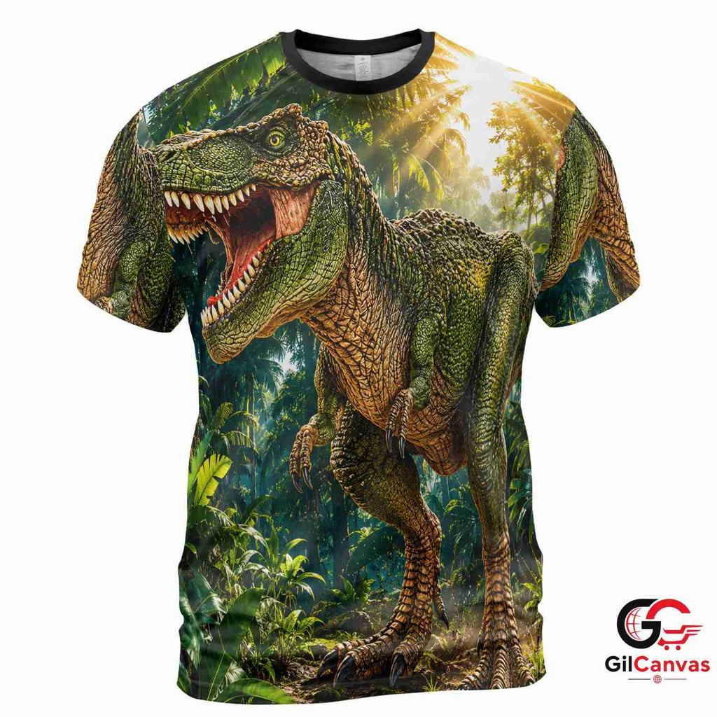 Funny T-Rex Dino 3D T-Shirt, Unisex Nature Graphic Tee Gift For Dinosaur Fans
