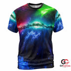 Galaxy Print 3D T-Shirt, Cool Unisex Space Theme Graphic Tee Gift For Sci-Fi Dreamers