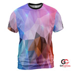 Geometric Abstract 3D T-Shirt, Vibrant Unisex Casual Graphic Tee Everyday Wear