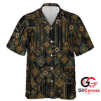Geometric Print Hawaiian Shirt For Unisex Party Wear Beach Vacation Casual Fit