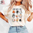 God Says I Am Cat T-Shirt Christian Faith Inspirational Design Women Men Tee