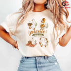 Good Food Friends Picnic T-Shirt Cute Duck Graphic Unisex Casual Apparel
