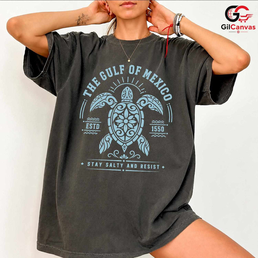 Gulf Of Mexico Turtle T-Shirt Vintage Coastal Beach Unisex Summer Vacation Tee