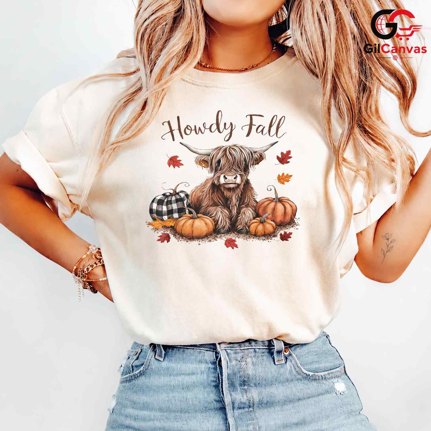 Highland Cow Fall T-Shirt Unisex Cute Autumn Celebration Gift For All Ages