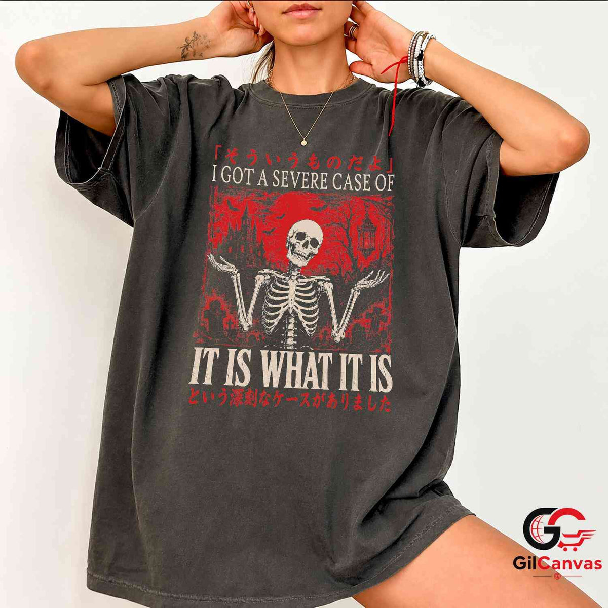 It Is What It Is Skeleton Tee Spooky Gothic Graveyard Unisex Halloween Apparel
