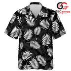 Leaf Print Relaxed Hawaiian Tee, Unisex Beach Wear for Summer Party Events