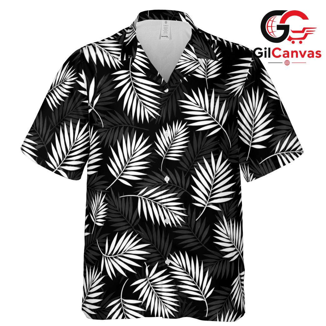 Leaf Print Relaxed Hawaiian Tee, Unisex Beach Wear for Summer Party Events