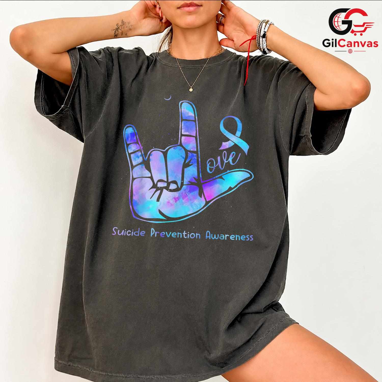Love Hand Sign Prevention Tee Unisex Suicide Awareness Supporter Gift All