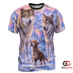 Majestic Wolves Art 3D T-Shirt, Unisex Winter Animal Graphic Tee Nature Lovers