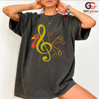 Music Note Turkey Fall T-Shirt Unisex Thanksgiving Musician Gathering Gift