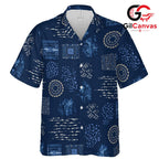 Navy Floral Hawaiian Shirt, Custom Unisex Beachwear for Summer Party Event