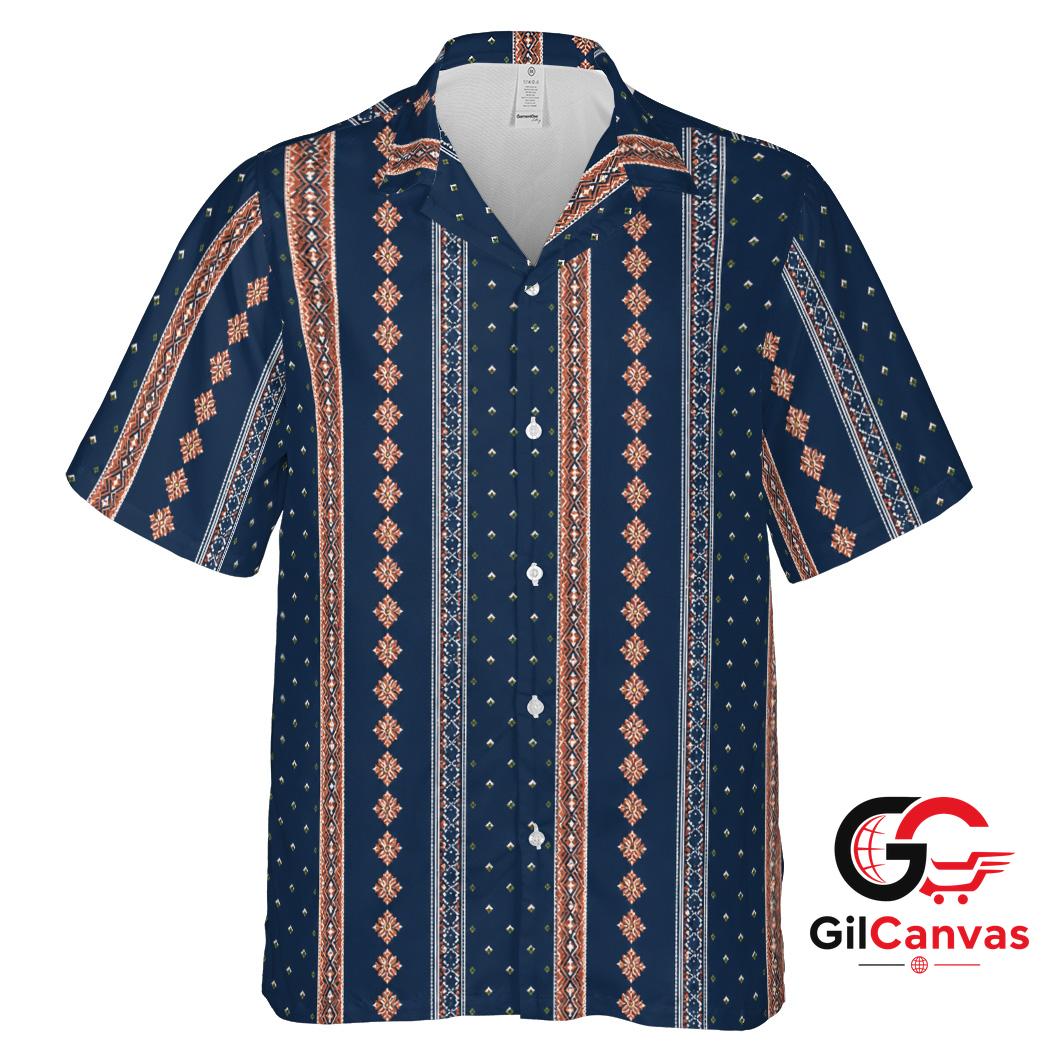 Navy Tropical Hawaiian Shirt For Summer Events Unisex Beach Casual Outfits