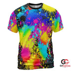 Neon Paint Splatter 3D T-Shirt, Vibrant Unisex Abstract Graphic Tee For Rave Parties