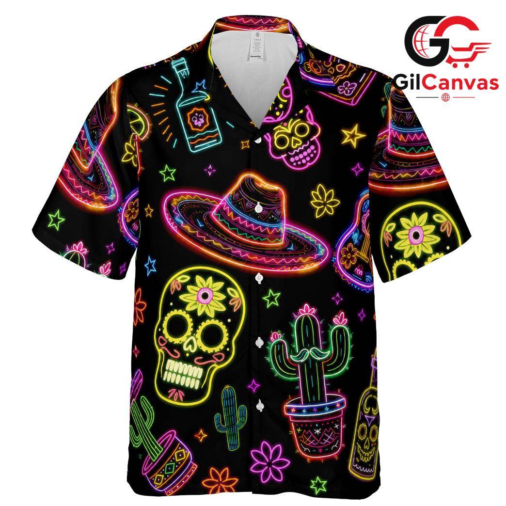 Neon Sugar Skull Vibrant Tee, Unique Unisex Day Of The Dead Fiesta Summer Print