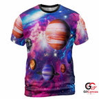 Night Sky Planets 3D T-Shirt, Beautiful Unisex Space Graphic Tee Gift For Astronomy