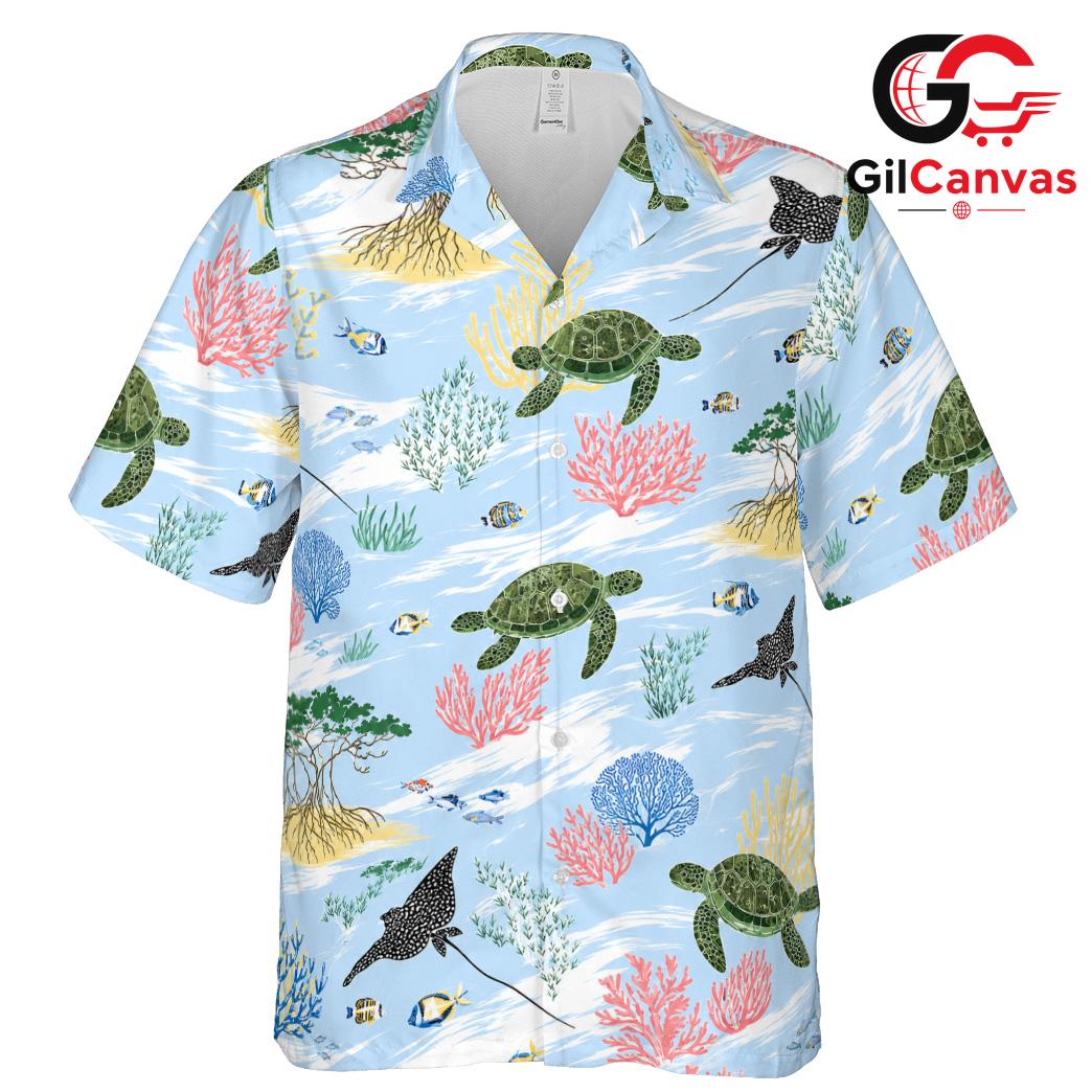 Ocean Life Coral Reef Shirt, Premium Unisex Sea Turtle Top For Summer Beach