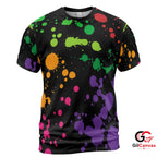 Paint Splatter Art 3D T-Shirt, Stylish Unisex Party Graphic Tee For Everyday
