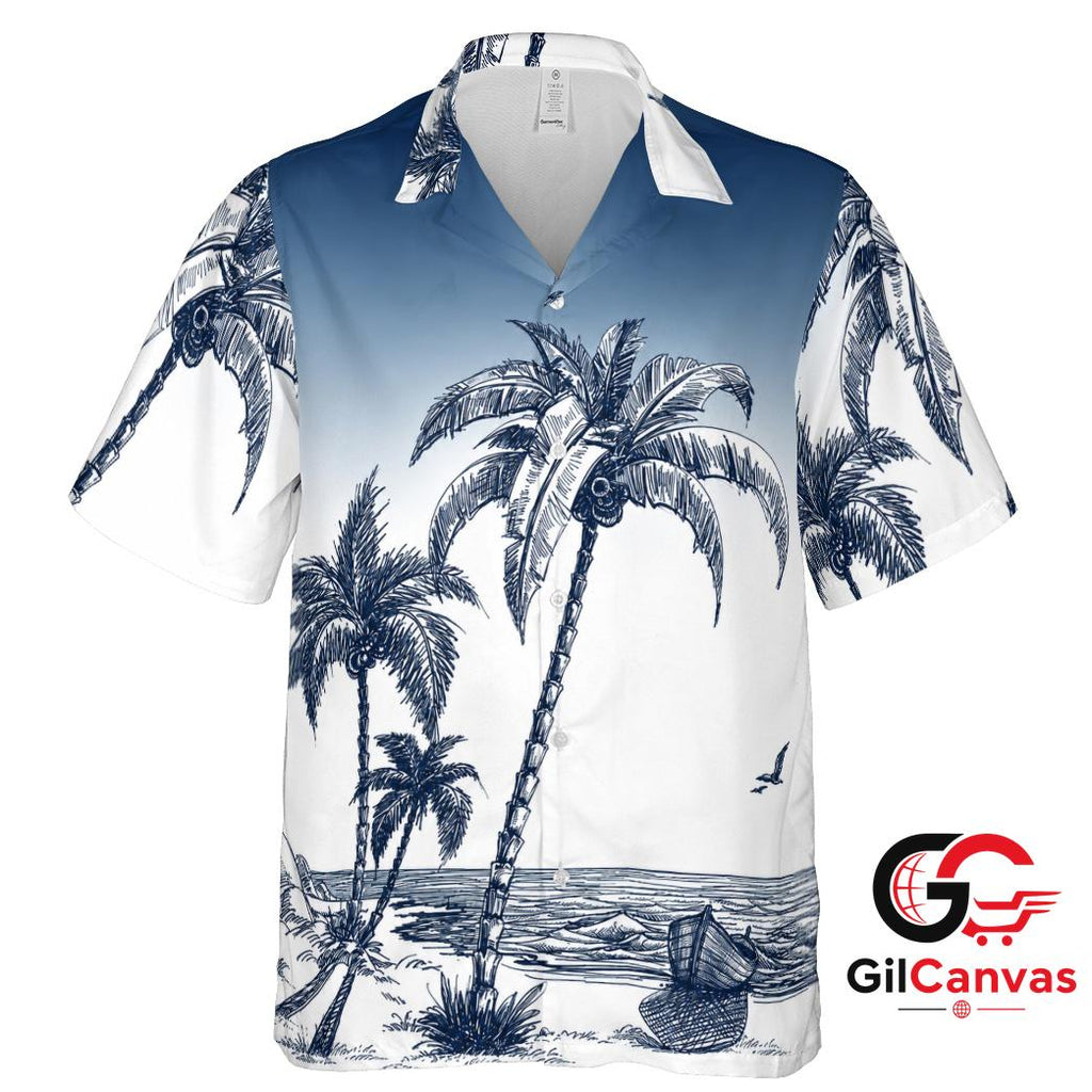 Palm Tree Beach Hawaiian Shirt Perfect For Men Tropical Style Summer Attire