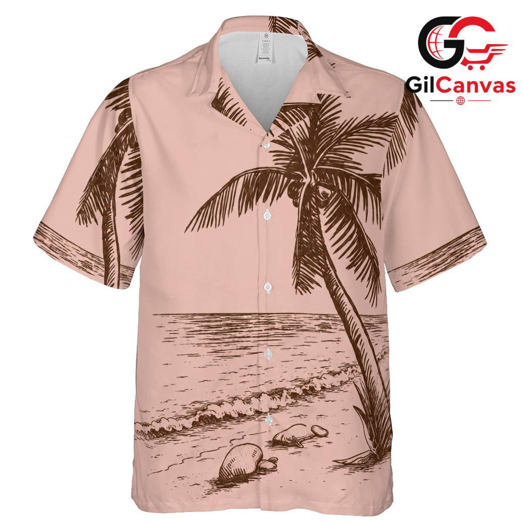 Palm Tree Beach Hawaiian Tee, Lightweight Unisex Casual Wear Summer Vacations