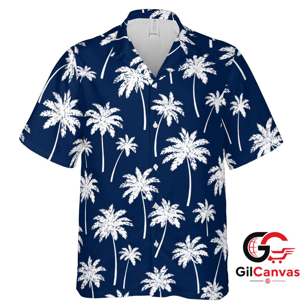 Palm Tree Print Hawaiian Shirt For Summer Vacation Men Beach Tropical Style