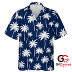 Palm Tree Print Hawaiian Shirt For Summer Vacation Men Beach Tropical Style