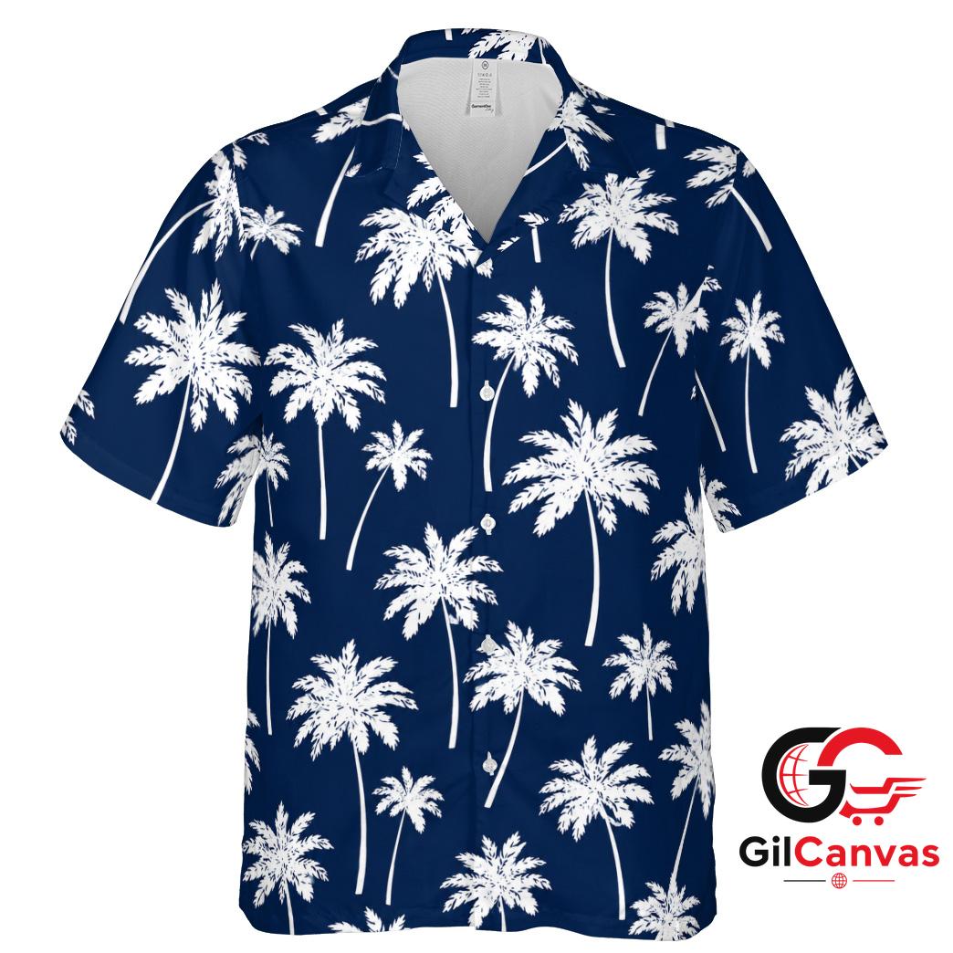 Palm Tree Print Hawaiian Shirt For Summer Vacation Men Beach Tropical Style