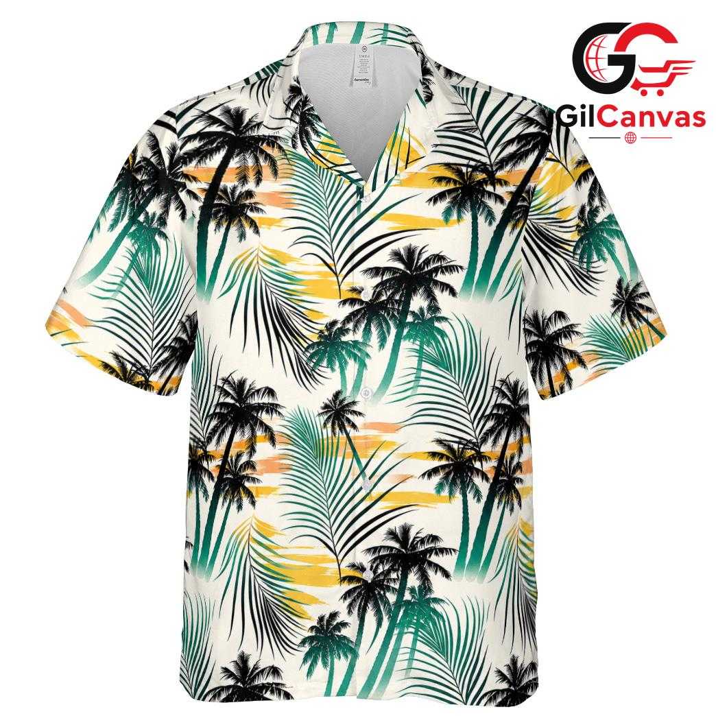 Palm Tree Tropical Shirt Men, Fun Casual Style Summer Beach Party Events
