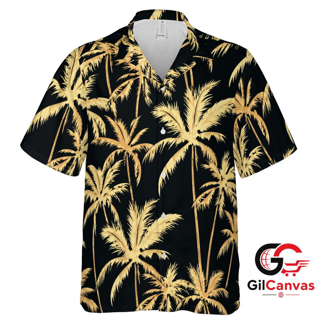 Palm Tree Unisex Hawaiian Shirt For Summer Vacation Casual Beach Wear Vibe
