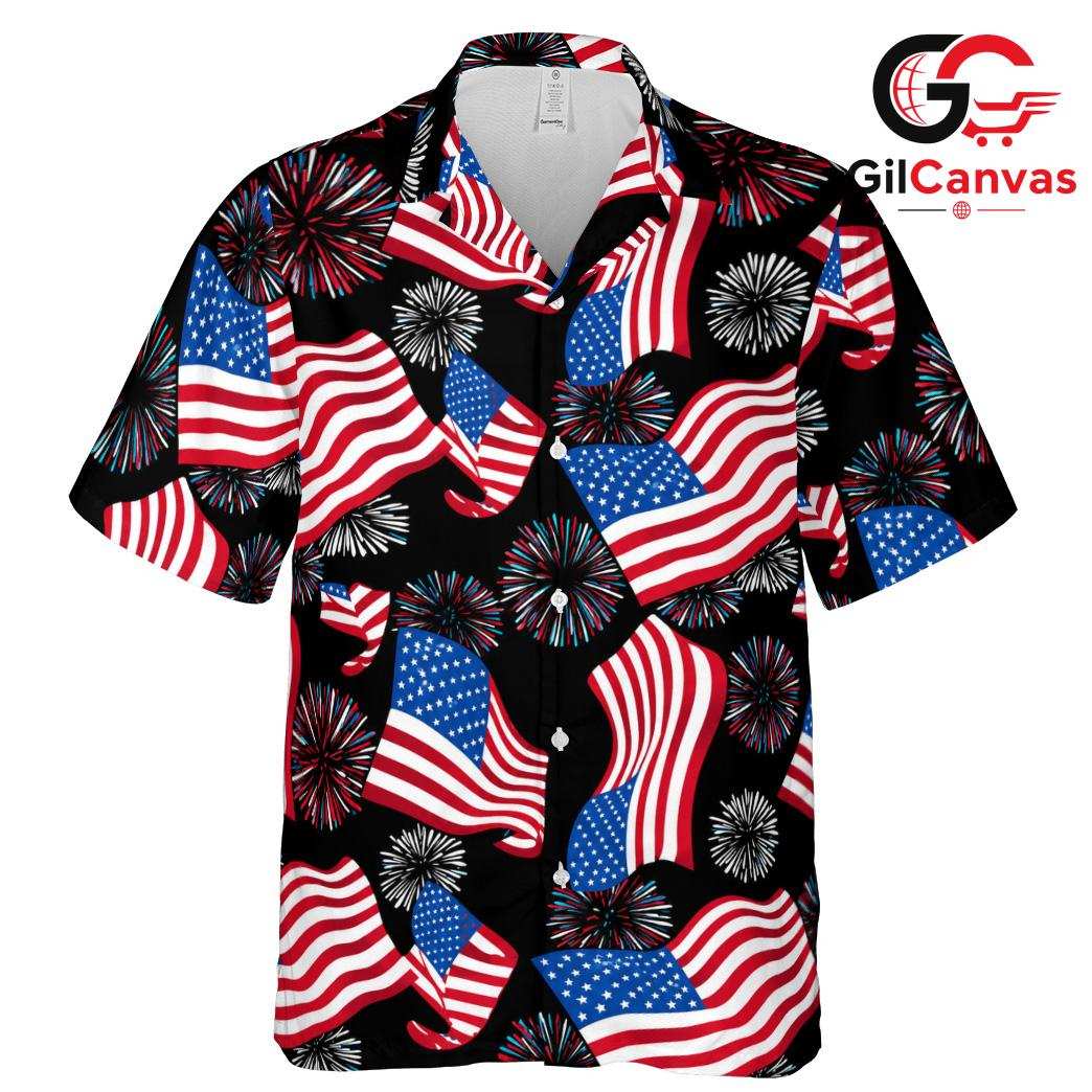 Patriotic USA Hawaiian Tee Unisex, Perfect Summer Fun For Independence Day