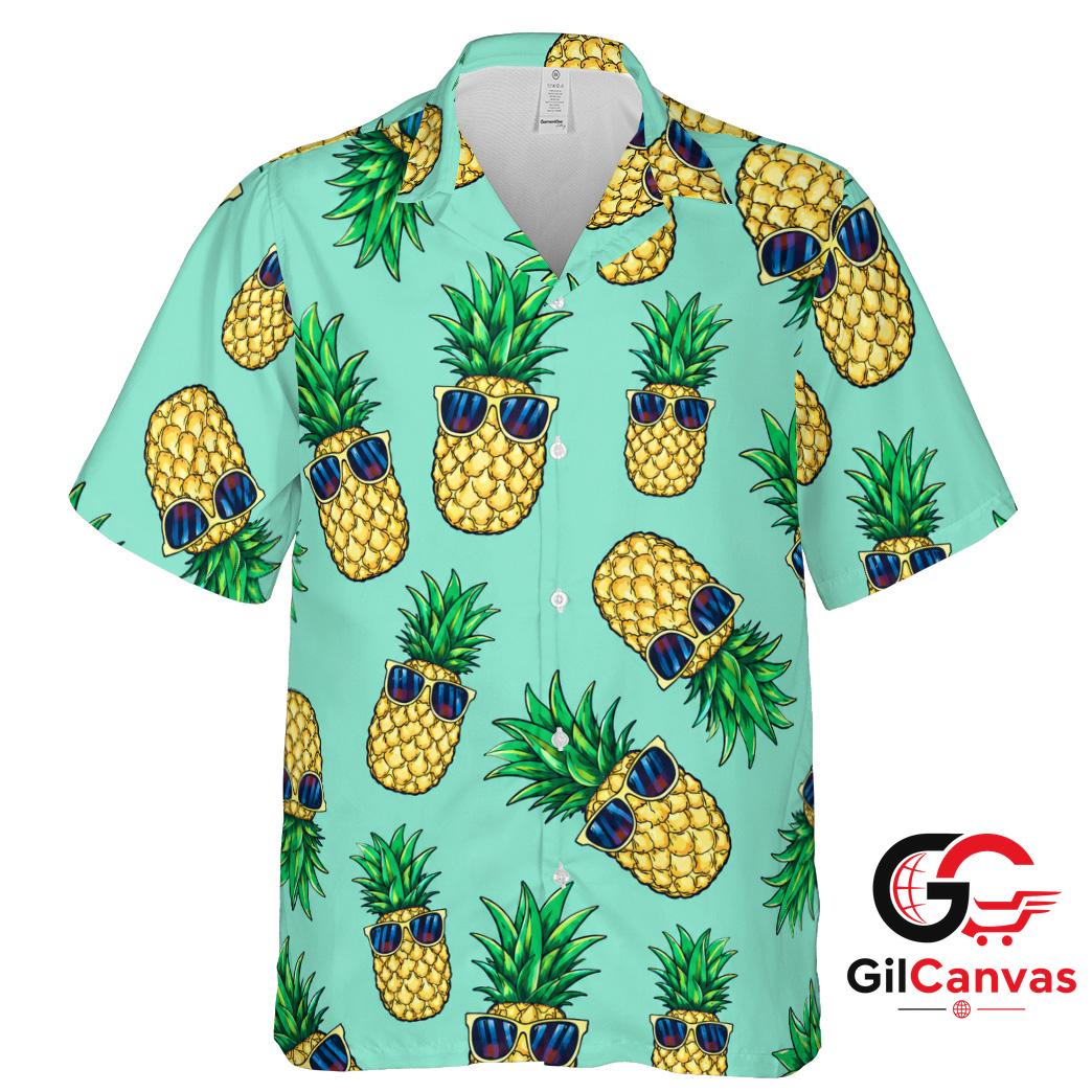Pineapple Print Hawaiian Shirt For Summer Fun Unisex Vacation Beach Style