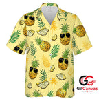 Pineapple Print Hawaiian Shirt For Summer Vacations Men Casual Tropical Vibe
