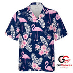 Pink Flamingo Hawaiian Shirt For Unisex Summer Vacation Floral Pattern Vibe