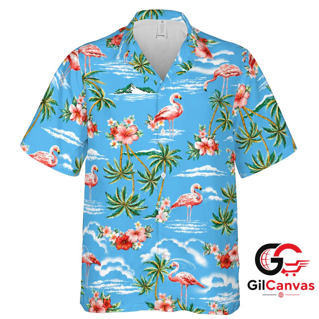 Pink Flamingo Hawaiian Shirt Unisex Tropical Getaway Summer Beachwear Vibes